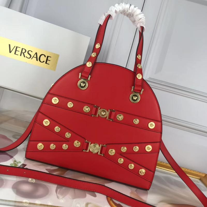 Versace Chain Handbags DBFG307 Bowling Bag Large Red
